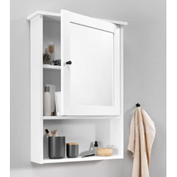 Mueble de pared Stockholm con espejo, color blanco, con mucho espacio para tu baño.