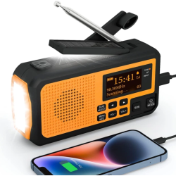 PRUNUS J-367 Crank DAB+/FM Radio with 5000 mAh Battery, Bluetooth, Flashlight and SOS Function