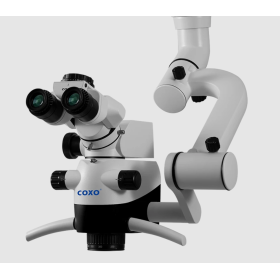 Операционный микроскоп COXO C-CLEAR 2 Pro премиум-класса с апохроматической оптикой, плавным увеличением 0,4–2,5× и встроенной 4K-камерой в головке микроскопа