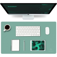 Knodel desk pad, desk mat, 80 x 40cm PVC desk pad, laptop desk pad, waterproof desk pad for office or home use, double-sided (green/grey)
