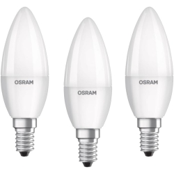 Osram E14 Base Classic B 40 LED-Leuchtmittel | 4,9 W — 40 W entspricht Glühlampe, Kerzen/mattes LED-Leuchtmittel, warmweiß — 2700 K, 3 Stück (1er Pack) [Energieklasse F]