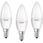 Bombilla LED Osram E14 Base Classic B 40 | 4,9 W - 40 W equivalente a bombilla incandescente, bombilla LED vela/matt, blanco cálido - 2700 K, 3 piezas (paquete de 1) [clase energética F]