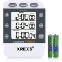 XREXS Цифровой 3-канальный таймер обратного отсчета/секундомер для кухни, таймер для приготовления пищи, секундомер, большой дисплей, регулируемый будильник с магнитным задником, подставкой, шнурком