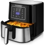 Heißluftfritteuse Edelstahl 5,5L XXL, Heißluft Fritteuse Luftfritteuse mit 7 Programmen, Air Fryer mit Digitalem LED-Touchscreen, Friteuse Ohne ÖL mit Korb, 1700W, Bpa Frei [Energieklasse A+++]