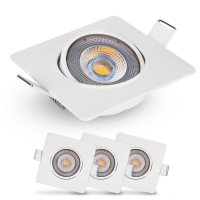 Emos LED recessed spotlight 230V, 5W / 450lm, 50° swivel, warm white 3000k | recessed spotlight LED spot flat 68mm hole size |  angular (housing color white) [energy class F]