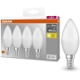 Osram Lamps LED Base Classic B lamp, in candle shape with E14 base, non-dimmable, replaces 5.5W = 40 watts, matt, warm white - 2700 Kelvin, 4 pieces (pack of 1)