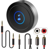 BLACKHORSE Bluetooth 5.0 Empfänger für Stereoanlage, AUX Bluetooth Adapter für HiFi, Lautsprecher, TV, PC, Audio Receiver für Klinke 3.5 / RCA, Niedrige Latenz und HD Audio, Zwei Geräte Anschluss