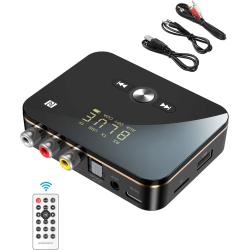 Anyzoo Bluetooth Audio Adapter - 2 en 1 Bluetooth Transmitter Receiver for TV Laptop Stereo Headphones Speakers, RCA/AUX Cable, aptX HD &amp;amp; aptX LL, 10 hours playback time