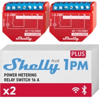 Shelly Plus 1PM Interruptor de relé WiFi y Bluetooth con medición de corriente Automatización del hogar Funciona con Alexa y Google Home iOS y Android App No Hub Required DIY Lights Control (Pack de 2)