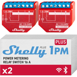 Shelly Plus 1PM WiFi &amp; Bluetooth Relay Switch with Power Metering, Home Automation, Works with Alexa (2 Pack)