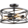 SIHANJUN Semi Flush Mount Luz de Techo Araña Industrial Vintage Negro Metal Retro Cage Luz Colgante con 3 E27 [Clase Energética A++]