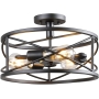 SIHANJUN Semi Flush Mount Ceiling Light Vintage Industrial Chandelier Black Metal Retro Cage Pendant Light with 3 E27 [Energy Class A++]