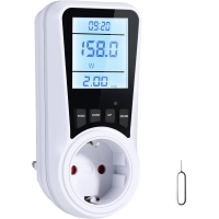 Vinabo Electricity consumption meter, current consumption power meter, 16 A/3680 W, power meter with LCD display, 7 monitoring modes, overload protection