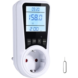 Vinabo Electricity consumption meter, current consumption power meter, 16 A/3680 W, power meter with LCD display, 7 monitoring modes, overload protection