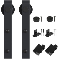 WINSOON Черный антикварный комплект роликов для системы фурнитуры раздвижных амбарных дверей (J-образный дизайн)