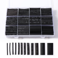 Vinabo 900-teiliges Schrumpfschlauch-Set, schwarzer Schrumpfschlauch, elektrische Isolierung, wasserabweisend und bruchfest, Kabelschlauch, 12 Größen, 2:1 Schrumpfschlauch