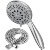 Vinabo Shower Head + 1.5 m Flexible Steel Shower Tube, 5 Jet Functions, High Pressure Multifunction Shower