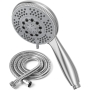 Vinabo Shower Head + 1.5 m Flexible Steel Shower Tube, 5 Jet Functions, High Pressure Multifunction Shower