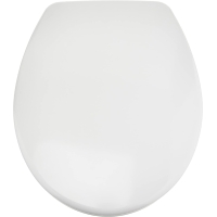Amazon Basics - Robusto asiento de inodoro de material de urea con mecanismo de cierre suave, fácilmente extraíble, forma de U, 37 x 42,5 cm, tamaño universal, blanco