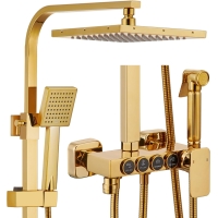 Душова колонка ESOP Gold для настінного кріплення душової системи Душовий набір з душовою лійкою 22 см * 22 см, ручним душем, змішувачем для ванни, розпилювачем для біде