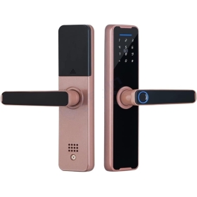 Biometric fingerprint door lock for wooden doors, Bluetooth electronic, compatible with Tuya Smart Lock for remote control, keyless unlocking control, pink,22X160(50 50)