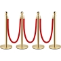 Senhill 4PCS barrera stand sistema de control de multitudes con cuerdas de terciopelo rojo barrera stand cordón stand demarcación stand barrera poste, oro