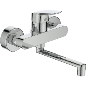 Ideal Standard B1717AA Mezclador de lavabo de pared Ceraflex, proyección de 160 mm, caño giratorio, cromado