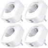 GHome smart socket with USB, 16A 4-pack measures power consumption, Wi-Fi with remote control, voice control and timer, works with Alexa, Google Home