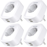 Умная розетка GHome с USB, 16A 4 шт. измеряет потребление энергии, WLAN с дистанционным управлением, голосовым управлением и таймером, работает с Alexa, Google Home