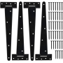 TIMESETL 4pcs T-hinge door hinge gate hinge 12inch door hinge cross hinge wrought ironware steel hinge, door hinges folding hinges for factory gate warehouse gate garden gate