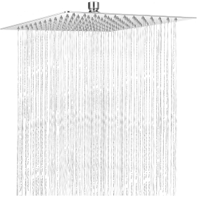 Regenduschkopf, Wasserfall-Duschkopf Quadratisch aus Edelstahl im Schlankes Design mit Anti-Kalk-Düsen, 50 x 50cm/ 20zoll