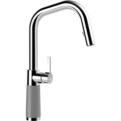 Mezclador de cocina SCHOCK SC-530 Croma - Grifo mezclador de alta presión CRISTALITE con rociador de manguera extraíble y conexiones estándar