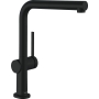 hansgrohe Talis M54 - Grifo mezclador de cocina con rociador extraíble, 1 tipo de acero, grifo de cocina con altura de caño 270 mm, grifo mezclador de cocina giratorio, negro mate