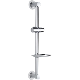 Ibergrif M20802-1, Duschstange, Nagelfreie Duschstange mit Halterung und Seifenschale, Duschkopfhalter für Badezimmer mit einstellbarer Duschhöhe Silber
