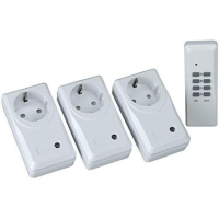 Unitec Kit de interruptor remoto inalámbrico 48110 con función de autoaprendizaje, juego de tomas de radio, 3 enchufas+1 mando a distancia, blanco