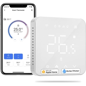 Meross WiFi Smart Boiler Thermostat, Wandheizungs-Thermostat für Gas-/Wasserheizkessel, kompatibel mit Apple HomeKit, Alexa, Google Assistant