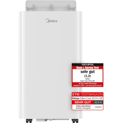 Midea Mobiles Klimagerät Silent Cool 26 Pro WF, 9000 BTU 2,6kW, Kühlen&Ventilieren&Entfeuchten, Raumgröße bis 88m³(33㎡)