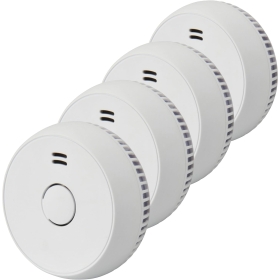 UNITEC set of 4, photoelectric smoke alarms, test mark: CE, white