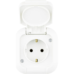 REV 005420 Atlantik, socket outlet, damp-proof socket outlet, IP44, single-pole, surface-mounted, white