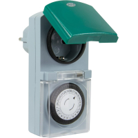 REV Ritter 0025700409 – Steckdose mit mechanischem Uhrschild IP44, Farbe: Grau/Grün