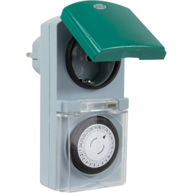 REV Ritter 0025700409 - Presa con orologio meccanico Tag IP44, colore: Grigio/Verde