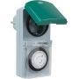 REV Ritter 0025700409 - Presa con orologio meccanico Tag IP44, colore: Grigio/Verde