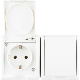 REV AquaForm, double socket outlet damp-proof socket outlet, IP44, single-pole, surface-mounted, white