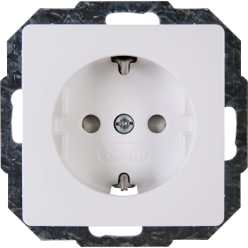 Kopp Paris socket outlet with earthing contact, single, with touch protection, 16A, 250V~, IP20, arctic white, 920602087