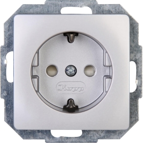 Kopp Paris socket outlet with earthing contact, single, with touch protection, 16A, 250V~, IP20, silver, 920620089 