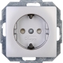 Kopp Paris socket outlet with earthing contact, single, with touch protection, 16A, 250V~, IP20, silver, 920620089