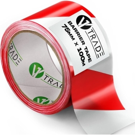 V1 Trade Red and White Safety Tape 75mm x 100m Visibility Warning Tape Heavy Duty Elastic