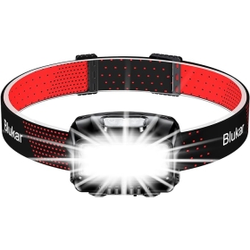 Blukar Rechargeable Headlamp, 2000L Super Bright Waterproof LED Headlamp with Motion Sensor and Red Warning Lights, 8 Light Modes, Long Lasting