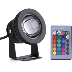Qiilu 10 Вт 12 В RGB светодиодный подводный светильник для аквариума с прудом, лампа IP68, водонепроницаемая для яхт, морских лодок (черный)