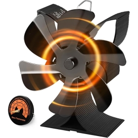 Fireplace fan, 6-blade stove fan without electricity